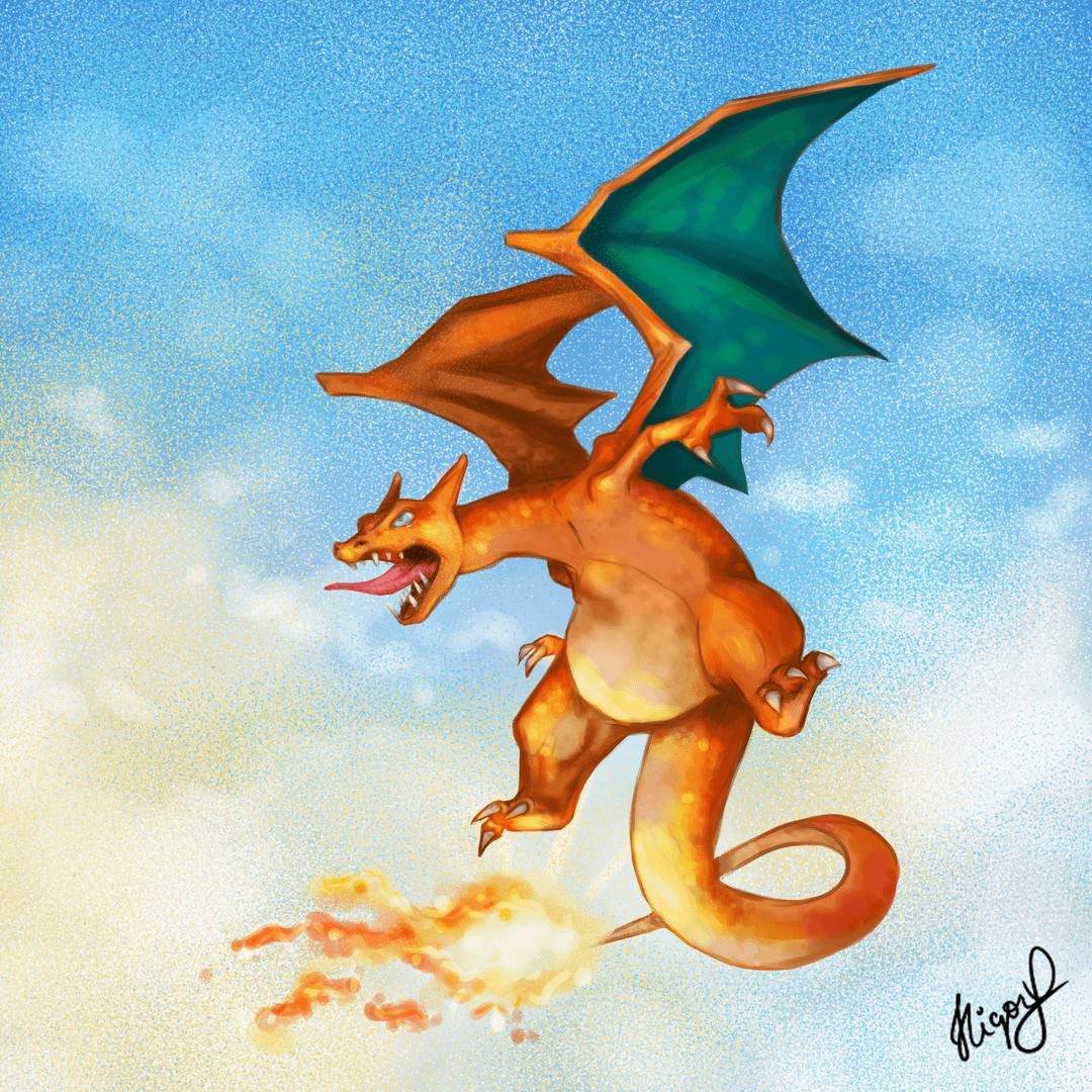 Charizard fan art — fire and dragon type Pokemon