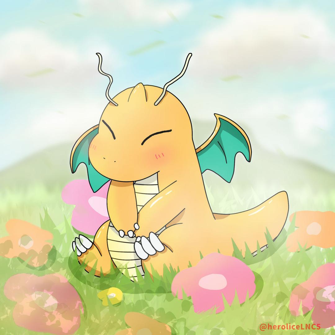 Dragonite fan art — dragon and flying type Pokemon